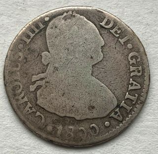 Peru Colonial Silver 2 Reales 1800 Limae
