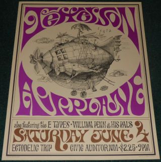 Jefferson Airplane Civic Auditorium 1967 Sparta Poster Lithograph Print