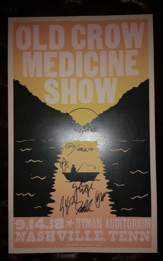 2018 Signed Old Crow Medicine Show Ryman Hatch Print Nashville Poster Ocms