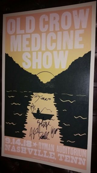 2018 Signed OLD CROW MEDICINE SHOW Ryman HATCH PRINT Nashville Poster OCMS 3