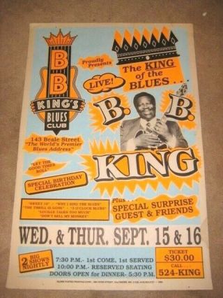 B B KING Jazz Great Large Concert Poster BB King House of Blues 2