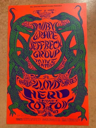 Fillmore Poster Bg - 130 - Op - 1 Moby Grape,  Jeff Beck,  James Cotton 1968 Signed