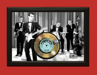 Buddy Holly Poster Art Wood Framed 45 Gold Record Display C3