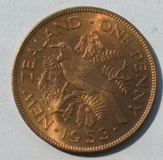 Zealand 1953 Penny,  Bu,  Km Tn 24.  1,  Bronze