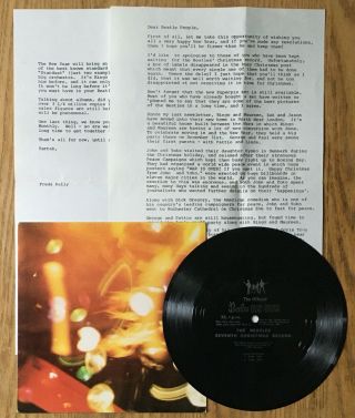 Beatles Uk Official 1969 Christmas Fan Club Flexi 7 ",  2 - Page Apology Letter