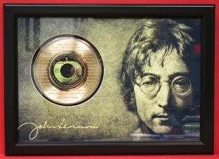 John Lennon Poster Art Wood Framed 45 Gold Record Display C3