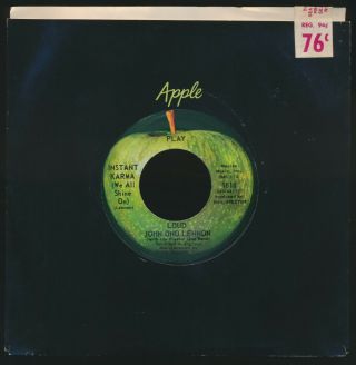 Beatles 1969 JOHN LENNON ' INSTANT KARMA ' 45 APPLE W CAPITOL LOGO 2