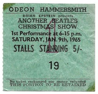 Beatles Concert Ticket,  London Uk 1965 John Lennon Paul Mccartney,  Tour