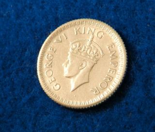 1943 B India 1/4 Rupee - Silver Coin - 2