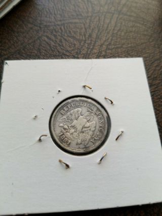 1891 Zs.  Z.  Mexico 10 Centavos Silver Coin KM 403.  10 2