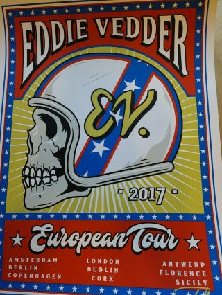 Eddie Vedder Poster European Tour 2017 S/n Ap Xx/100 Ian Williams Pearl Jam