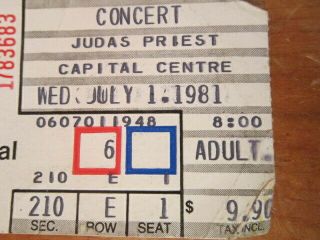 Judas Priest IAN HILL 1981 Concert Tour Guitar Pick & Ticket Stub 3