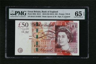 2010 Great Britain Bank Of England 50 Pounds Pick 393b Pmg 65 Epq Gem Unc