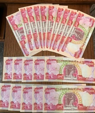 One Half Million Iraqi Dinar 20x25,  000 =500,  000 Authentic Iqd From Dinar Trade