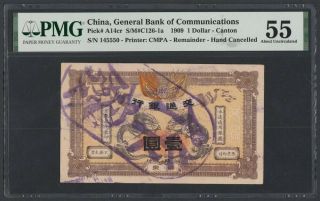 China Remainder 1 Dollar 1909 Aunc (pick A14cr) Pmg - 55
