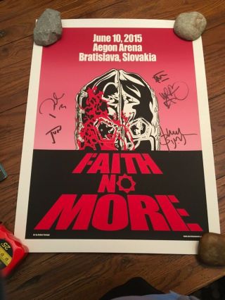 Faith No More Fully Autographed Concert Poster 2015 Doctor Sewage