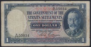 Straits Settlements 1 Dollar 1933,  F/vf,  Pick 16a