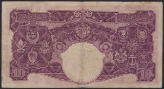 Malaya 10 dollars 1940,  F/VF,  Pick 1 2