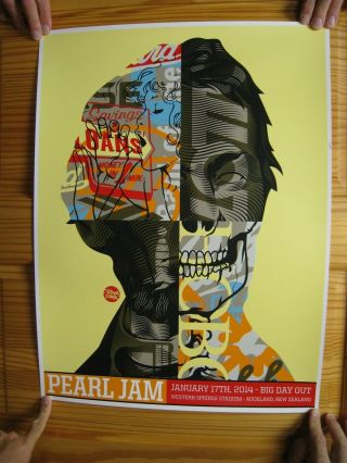 Pearl Jam Poster Silk Screen Big Day Out Zealand 2014