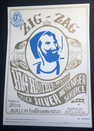 1966 Mouse Kelley Janis Joplin Quicksilver Zig Zag Man Family Dog Poster Fd 14