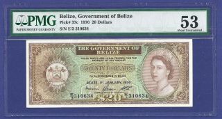 20 Dollars 1976 Extremely Rare Uncirculated Banknote From Belize Pmg Graded