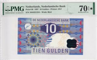1997 Netherlands 10 Gulden P - 99 Pmg 70 Epq Seventy Gem Unc