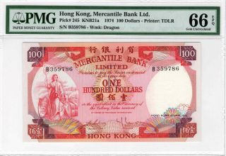 China - Hong Kong Sar 100 Dollars Knb21a 1974 P - 245 Pmg Gem Unc 66 Epq