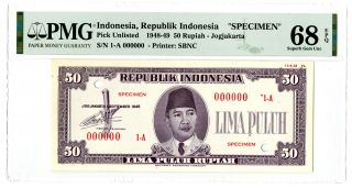 Republik Indonesia 1948 $50 P - Unlist Essay Specimen Gem Unc 68 Epq