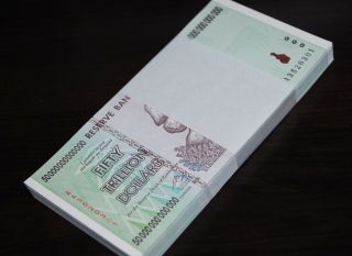 60x Zimbabwe 50 Trillion Dollars | Uncirculated | 2008 Aa | 100