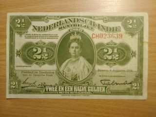 Netherlands Indies 2½ Gulden 1919 Muntbiljet Indonesia Currency