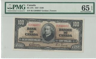 1937 Bank Of Canada $100 Bc - 27b Pmg 65 Gem - Uncirculated