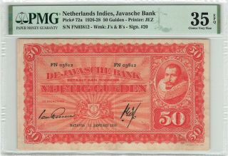 Netherlands Indies 50 Gulden 1926 Indonesia Pick 72a Pmg Choice Very Fine 35 Epq