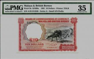 Board Of Commissioners Of Currency Malaya & British Borneo $10 1961 Pmg 35