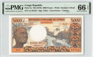 Congo Republic Nd (1978) P - 4c Pmg Gem Unc 66 Epq 5000 Francs