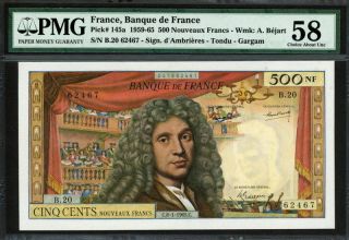 France 1959 - 1966 (1965),  500 Nouveaux Francs,  P145a,  Pmg 58 Aunc