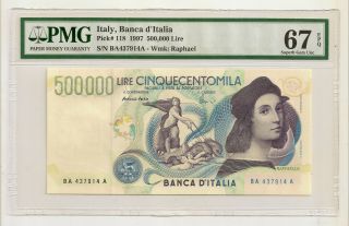 Italy 500000 Lire 1997 Raffaello Pmg Gem Unc 67