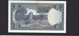 RHODESIA SPECIMEN 5 POUNDS OF 1966 ISSUE P.  29s IN UNC COND. 2
