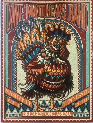 Dave Matthews Band 5/11//2019 Bridgestone Arena Nashville,  Tn Kwok Cock Poster