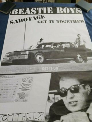 Vintage 90’s Beastie Boys,  " Sabotage,  " Big Large Poster Approx 37x53”