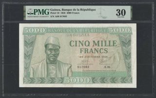 Guinea 5000 Francs 1958 (pick 10) Pmg - 30 (a06 017082)