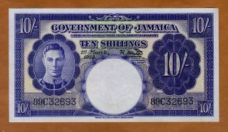 Jamaica,  10 Shillings,  1953,  P - 39,  Kgvi Gem Unc