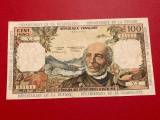 French Antilles Banknote 100 Francs Victor Schoelcher 1964 P - 10b Vf/xf