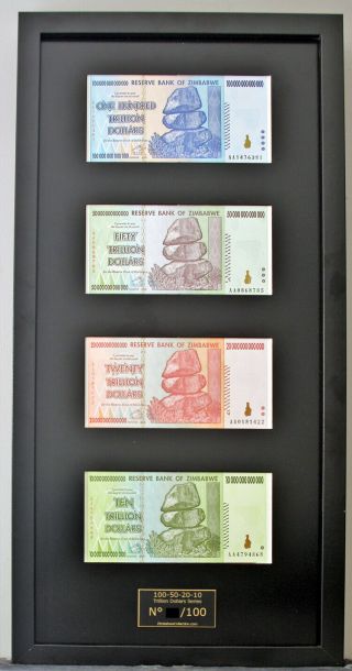 Billet Zimbabwe 100 - 50 - 20 - 10 Zimbabwe Trillion Dollars Unc Limited Serie