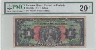 1 Balboa Very Fine Banknote From Panama 1941 Pick - 22a Hyper Rare