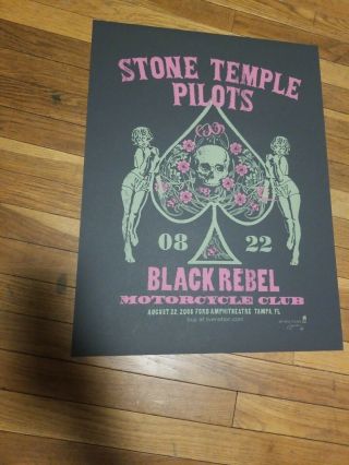 Stone Temple Pilots Black Rebel Mc Poster Tampa Fl 2003 Methane Signed Ap