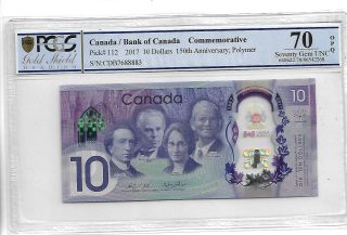 Canada/bank Of Canada 2017 10 Dollars 150th Anniversary Pcgs 70 Opq