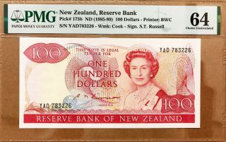 Zealand: 100 Dollars Banknote,  (pmg64),  P - 175b,  1985 - 89