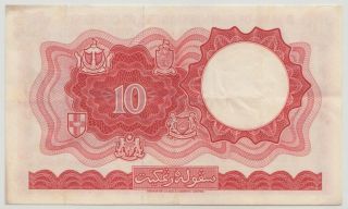 1961 Board of Commissioners of Currency Malaya British Borneo $10 No A/12 536287 3