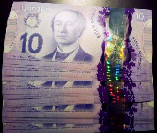 Canada 24 Consecutive/sequential 2013 Ten Dollars First Year Of $10 Polymer Bill