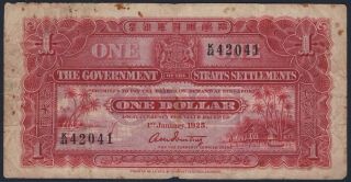 Straits Settlements 1 Dollar 1925,  Vf -,  Pick 9